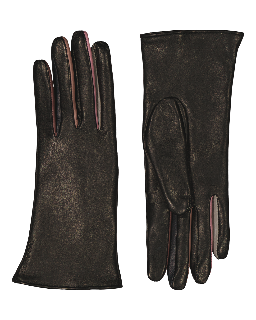 Leimu - naisten nahkakäsineet musta-värikäs