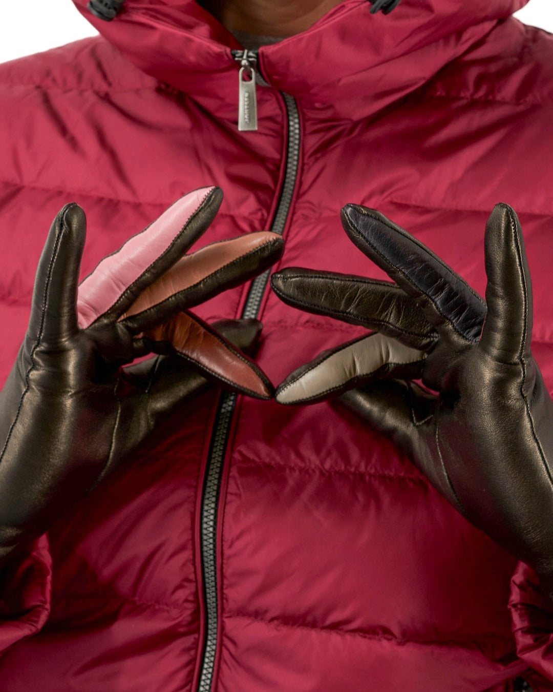 Leimu - naisten nahkakäsineet musta-värikäs