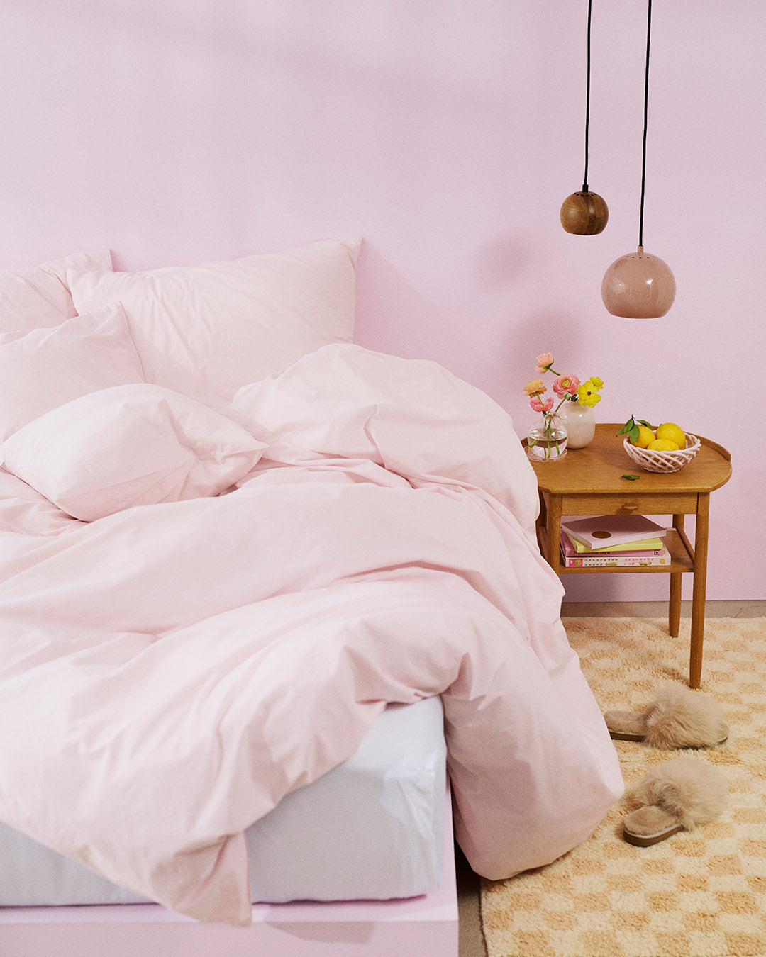 Tyynyliina perkaalipuuvillaa persikka