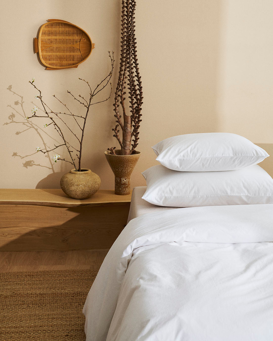 Pussilakana perkaalipuuvillaa valkoinen