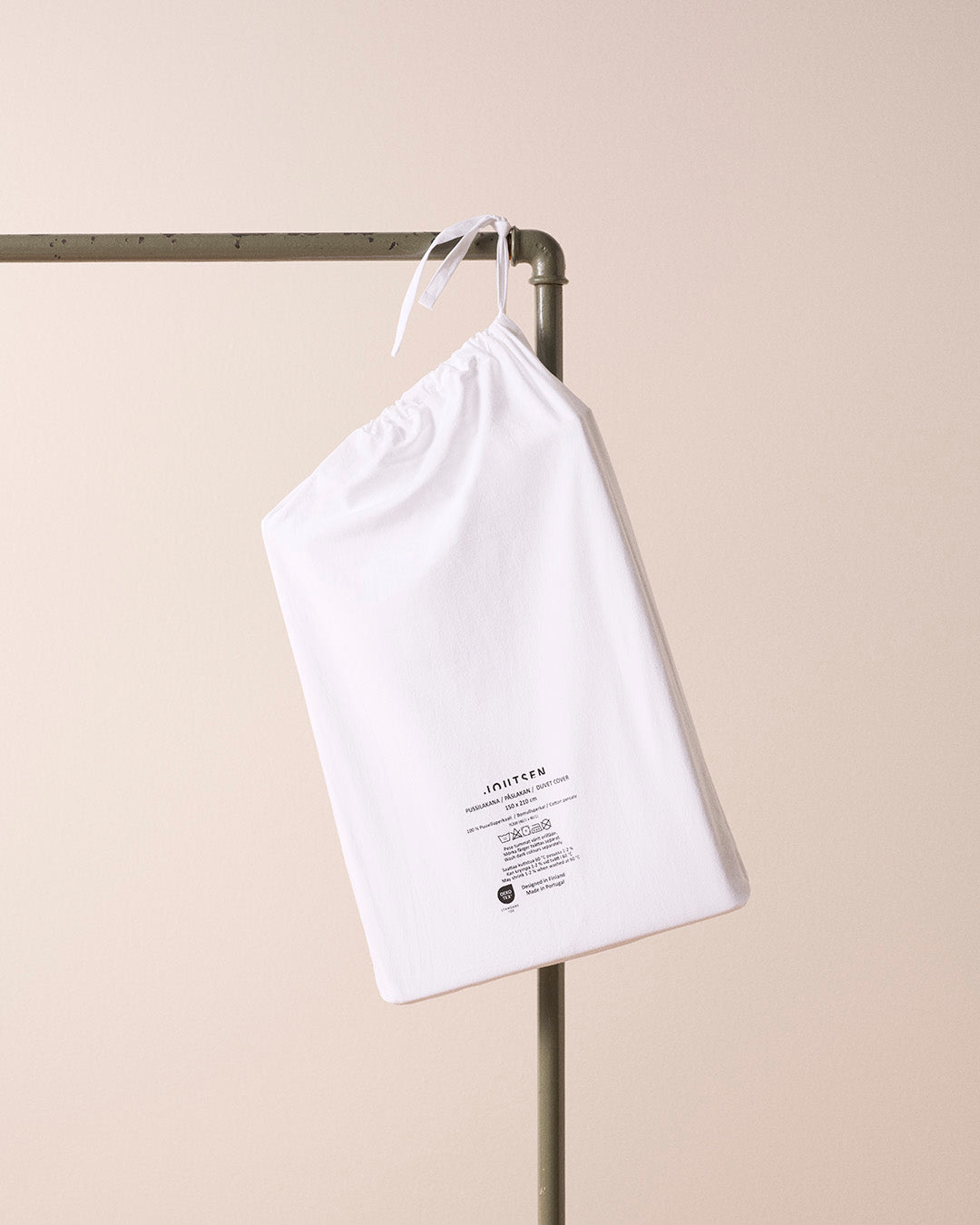 Pussilakana perkaalipuuvillaa valkoinen