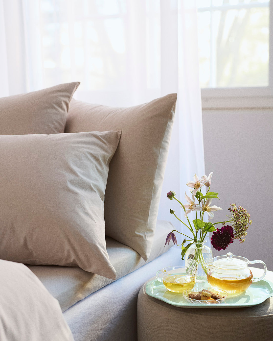 Tyynyliina perkaalipuuvillaa vehnä