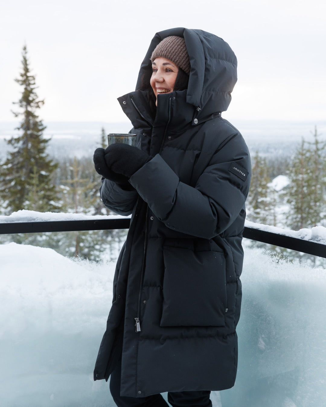 Siiri-untuvaparkatakki harmaanmusta