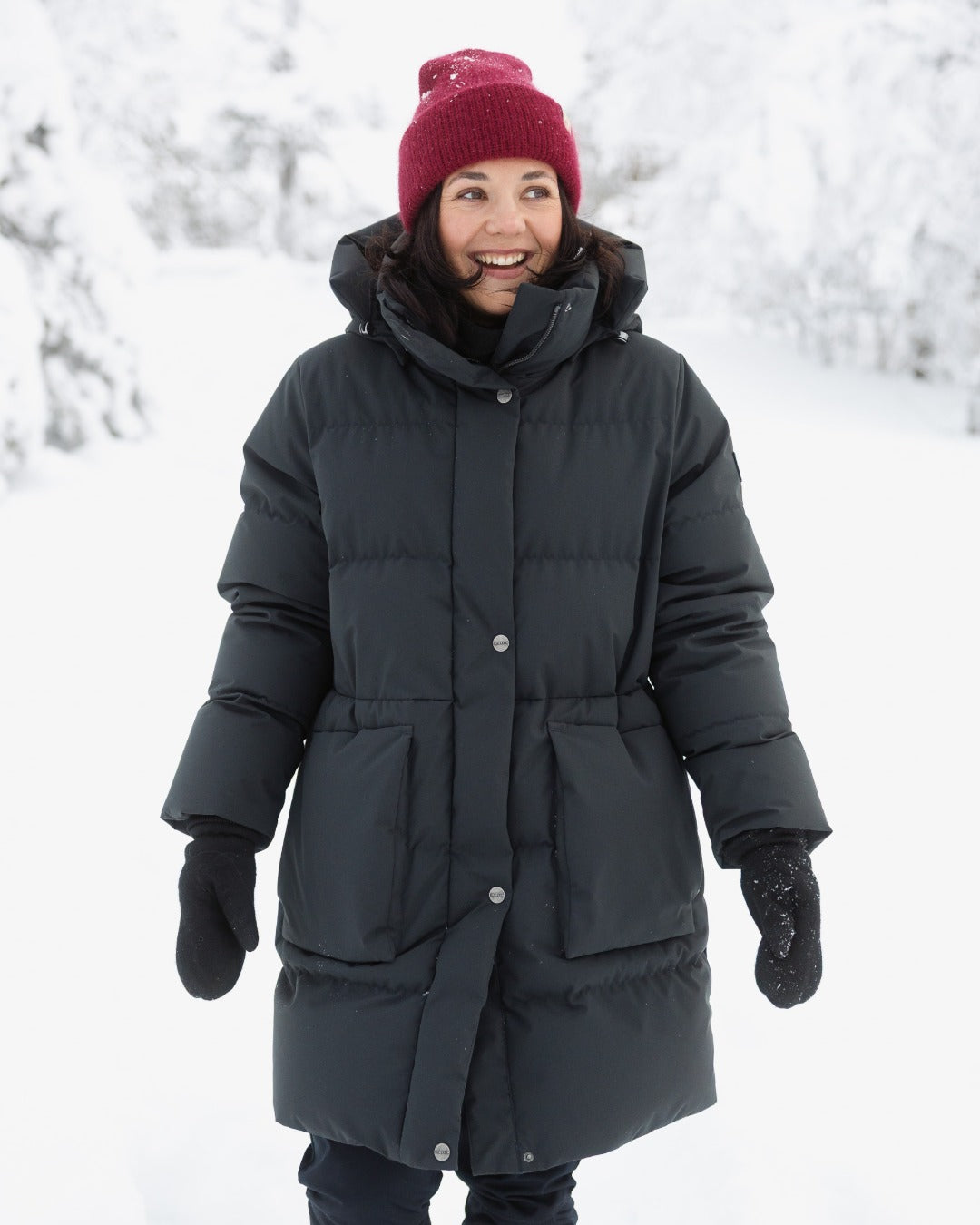 Siiri-untuvaparkatakki harmaanmusta