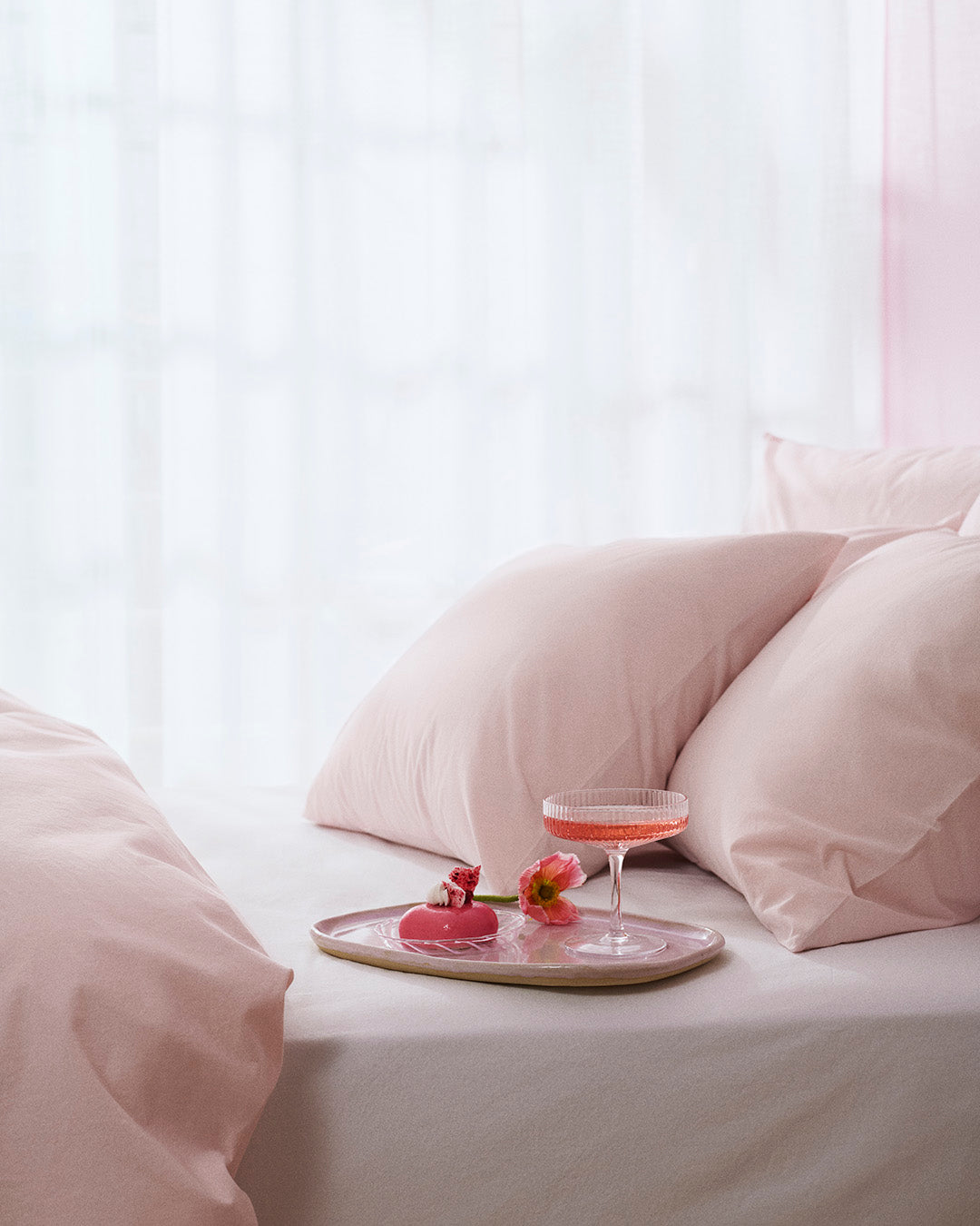 Tyynyliina perkaalipuuvillaa persikka